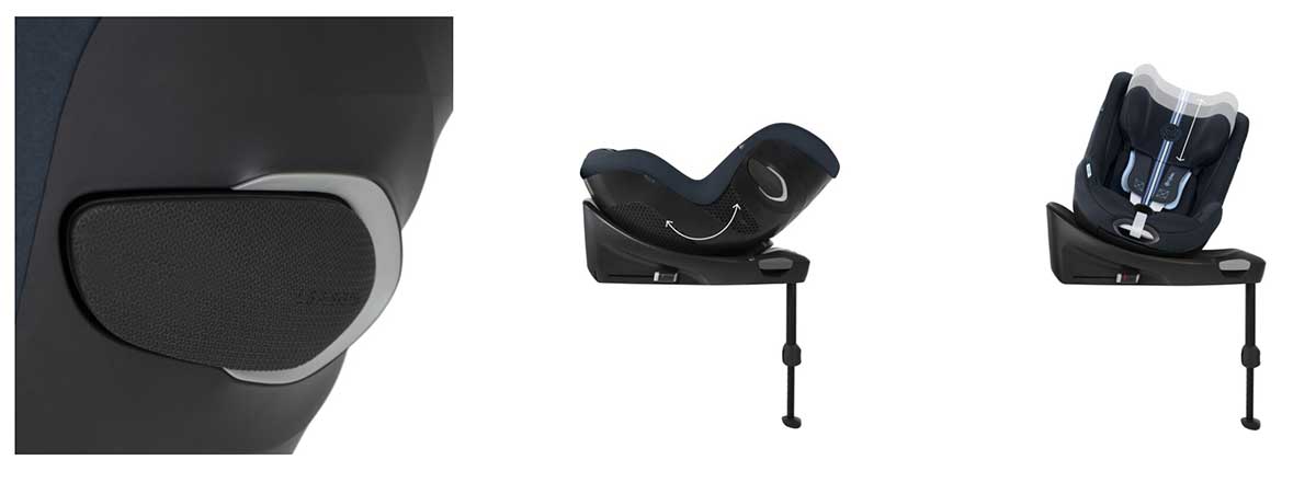 Detalles de la silla cybex sirona Gi: protección lateral, posiciones de reclinado y posiciones de cabecero
